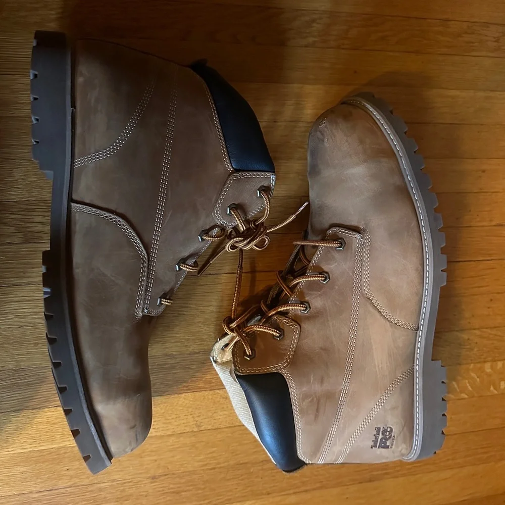 Tan Classic Steel-Toe Timberland Boots, Size 15